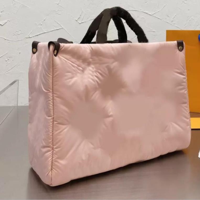 

2023 Autumn Winter Feather Shopping Bags Women Crossbody Handbags Purse Large Capacity Light-weight Totes Travel Duffel Soft Shoulder Bag, Pink-37cm