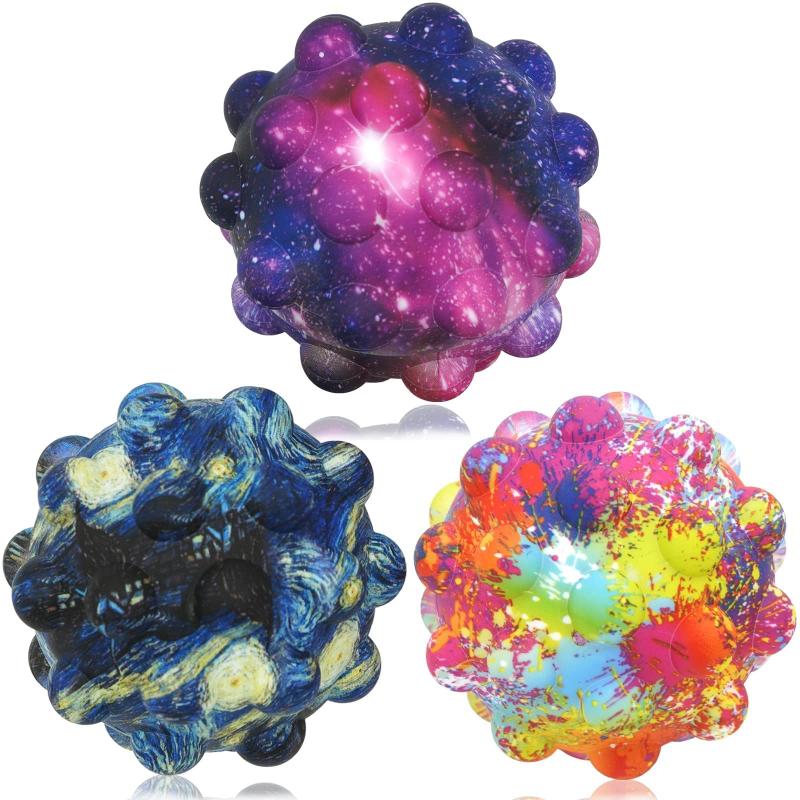 

3D Fidget Ball Toy Sensory Stress Balls Push Bubble Hand Exercise Anxiety Relief Focus Squeeze Toys for Girls Kids Toddlers Autism ADHD and More