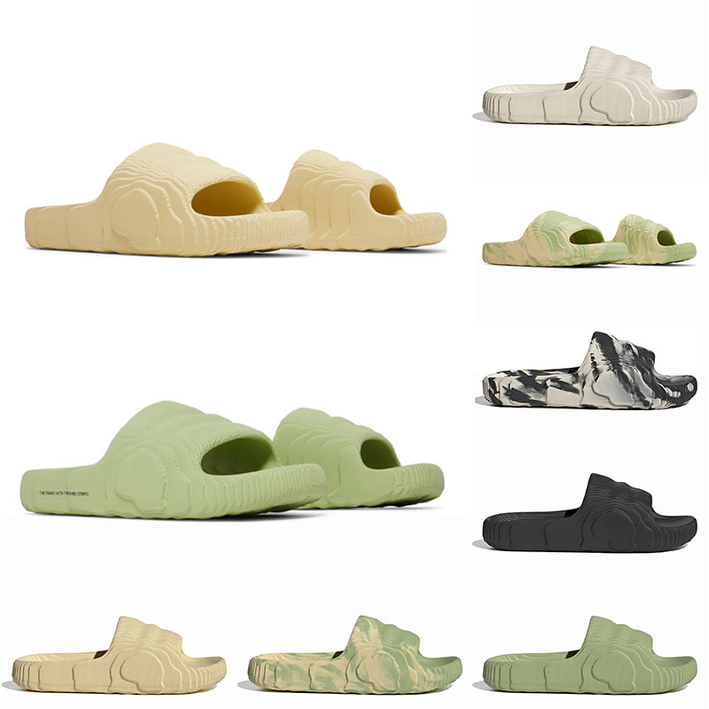 

New Originals Adilette 22 Slides Slippers Womens Mens Sandals Fashion Slides Magic Lime St Black Grey Desert Sand Green Sumnmer Pantoufle Platform Scuffs Sandal, 36-45 black grey