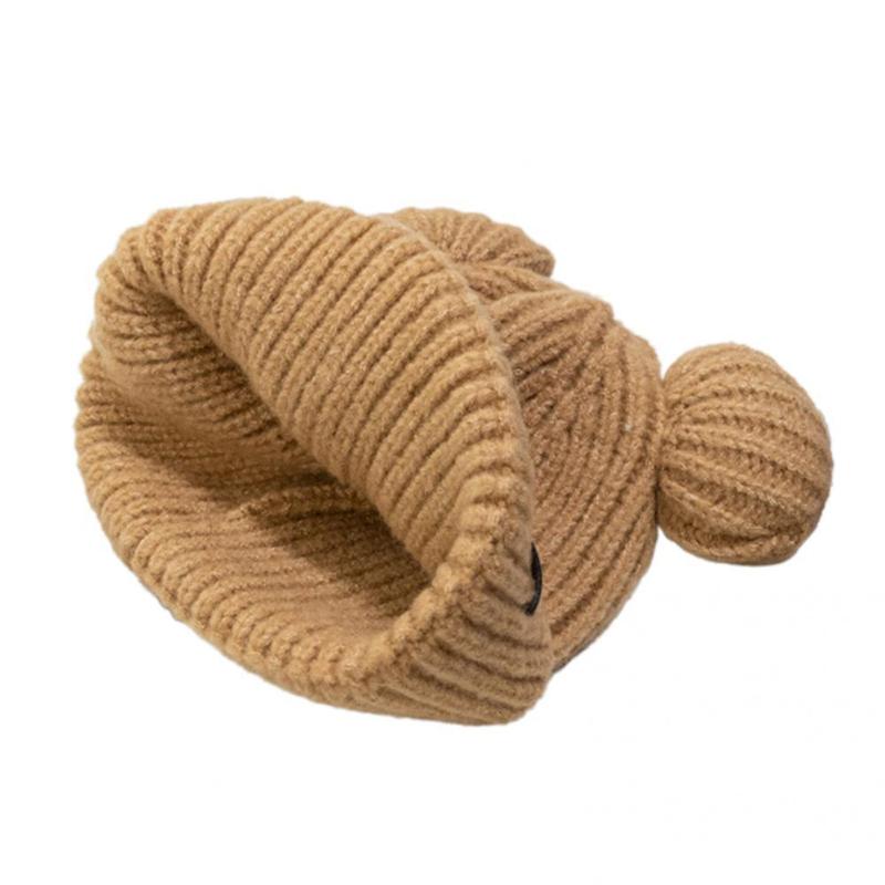

Visors Beanie Cap Bear Ears Shape Women Hat Windproof Knitting, Black