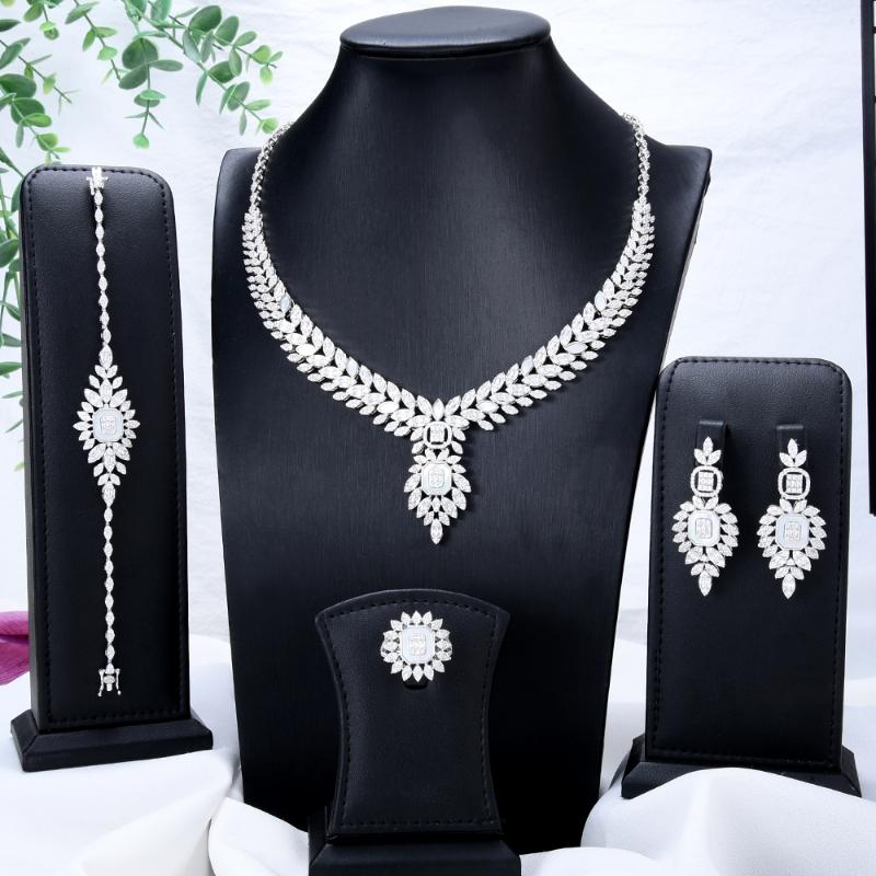 

Earrings & Necklace GODKI Luxury UAE 4PCS Shell Jewelry Set For Women Wedding Earring Zircon Dubai Bridal Sets 2022, As pic