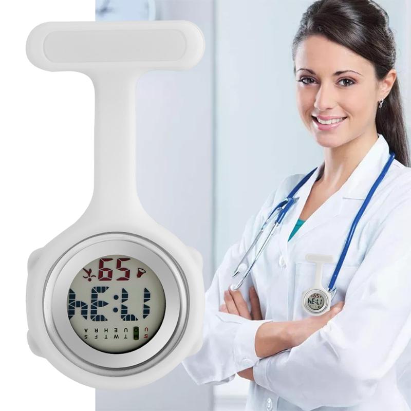 

Pocket Watches LED Digital Dial Display Quartz Watch Brooch Pin Buckle Timepiece Thanksgiving Gifts Workers, Black