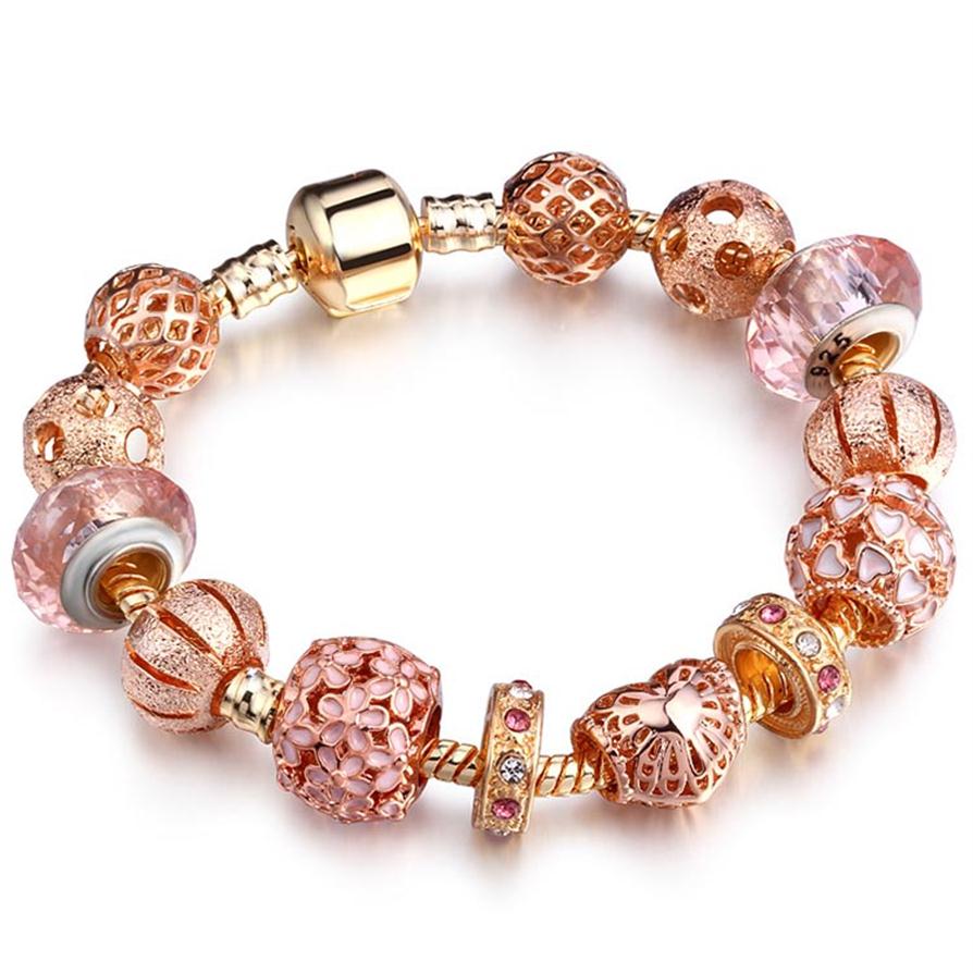 

high quality rose gold pandora bracelets charms European diy bangle bracelets women gift for lovers girlfriends N99230d