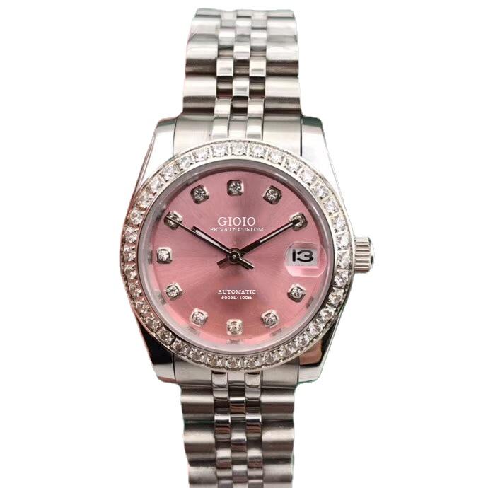 

Wristwatches Women Lady Automatic Mechanical Watch Diamond Green ShellWristwatches