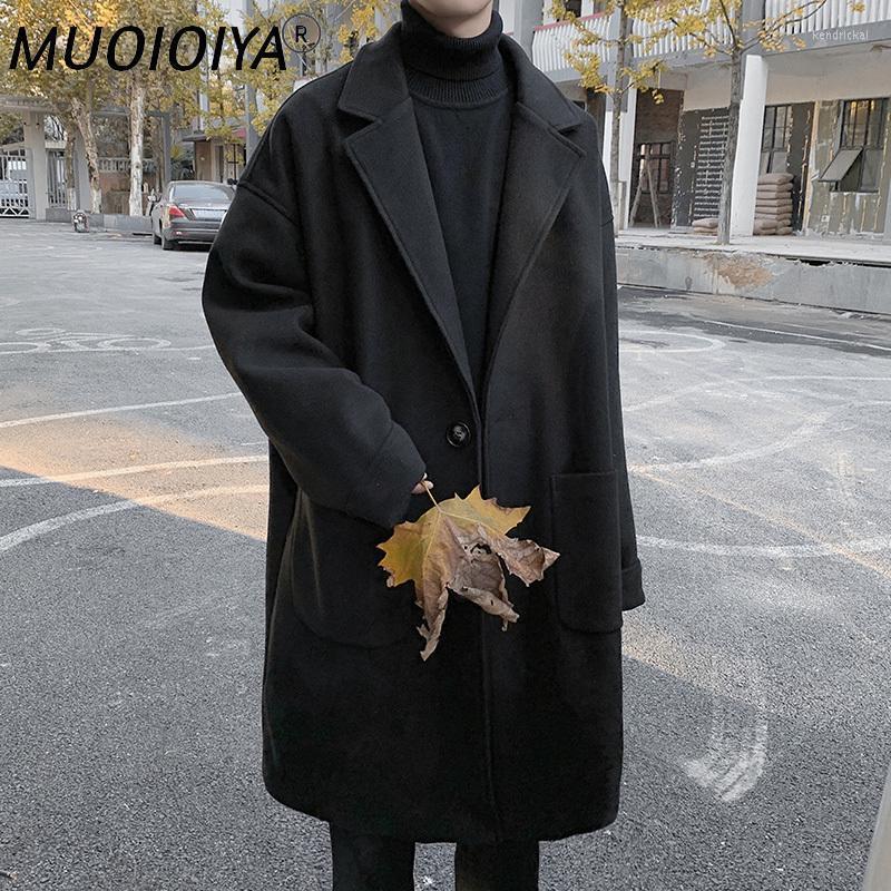 

Men' Wool & Blends 2022 Autumn Winter Fashion Men Thick Warm Blend Coat Woolen Overcoat Male Loose Jackets Boys Oversized Long Coats O243 K, Black