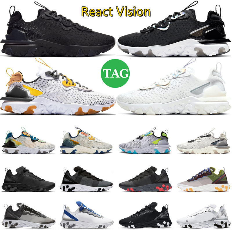 

2022 React Vision Running Shoes Element 55 87 Men Women Triple Black White Iridescent Vast Grey Honeycomb Phantom Mens Trainers Sports Sneakers, #1