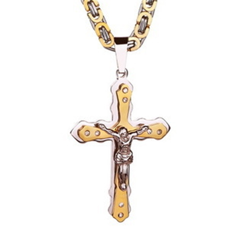 

Pendant Fashion and Exquisite Jewelry Diamond Steel Gold Cross Necklace for Men
