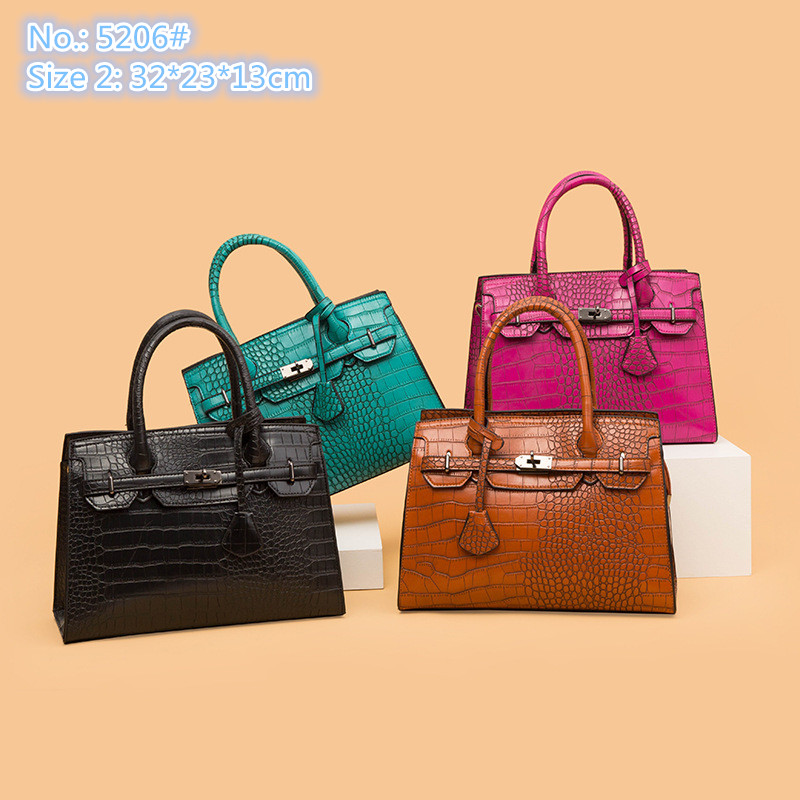 

Wholesale ladies leather bag large capacity three-piece embossed fashion handbag elegant crocodile pattern shoulder bags trend lychee patterns retro handbag, Green1-5902#