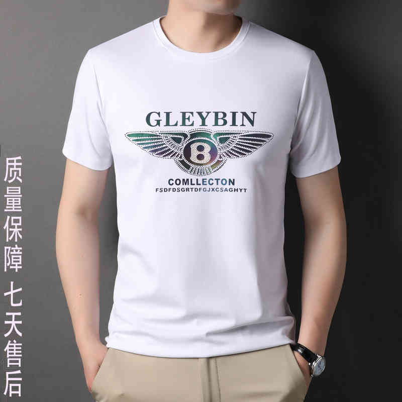 

2022 summer new men's short T-shirt youth fashion brand printed diamond breathable mercerized cotton half sleeve t-shirt men, 0088 black