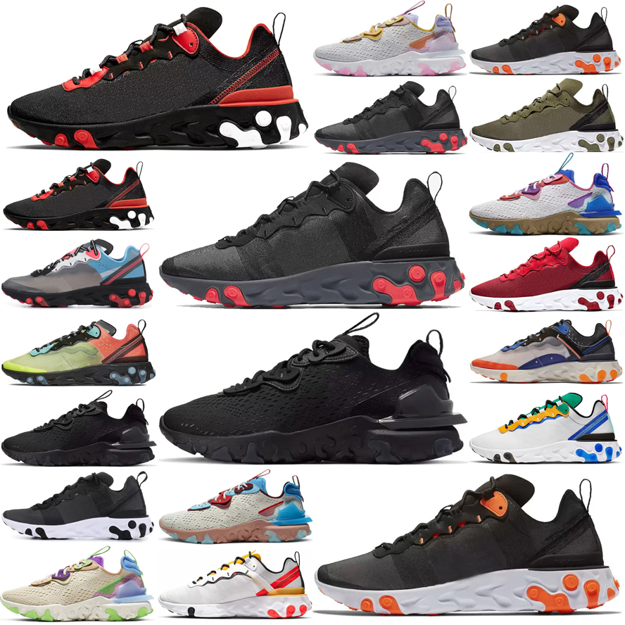 

2022 React react vision Element 55 87 Running Shoes Triple Black White Bred Royal Tint Hyper Fusion Women Mens Trainer Sports Sneakers 36-45, # 14