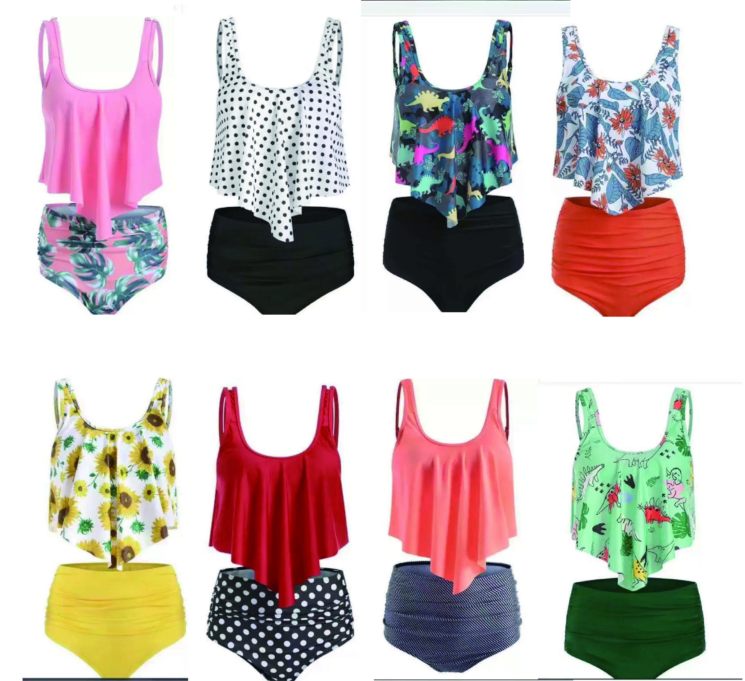 

Bikini Set Sexy Summer 2022 New Swimsuits for Women 2 Pieces Bathing Suits Ruffled Flounce Top with High Waisted Bottom Bikini Swimwear