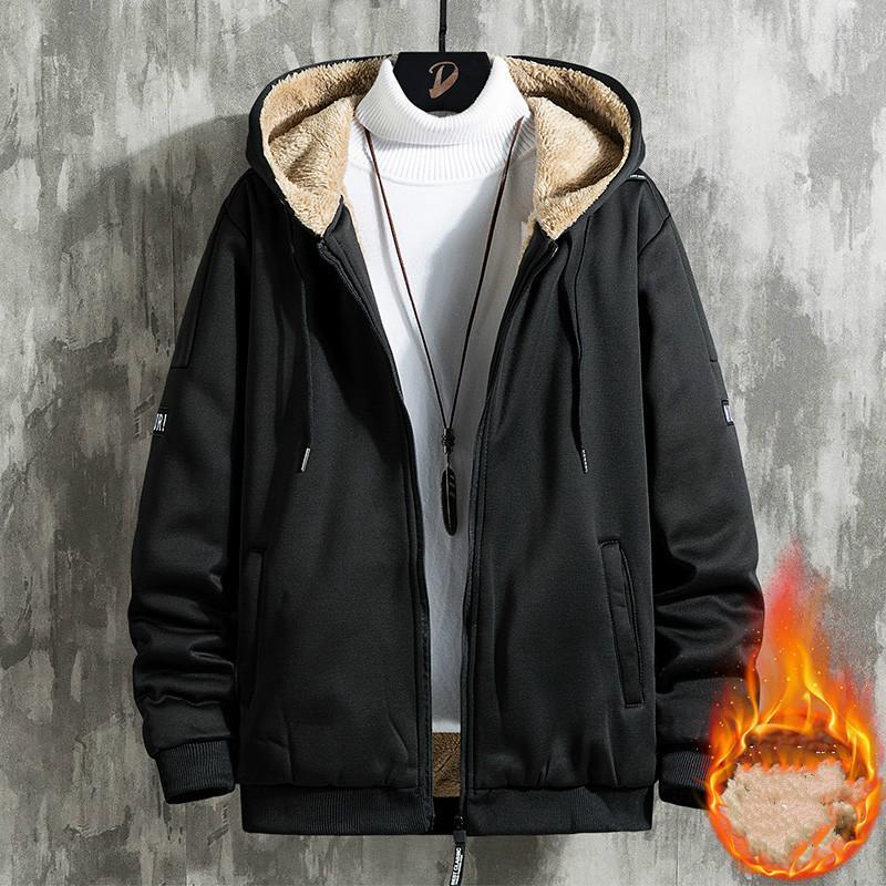 

Men's Hoodies & Sweatshirts Winter Men's Hoodie Thick Fleece Men Fashion Warm Hooded Sweatshirt Male Solid Casual Cardigan CoatsMen's Tr, Army green