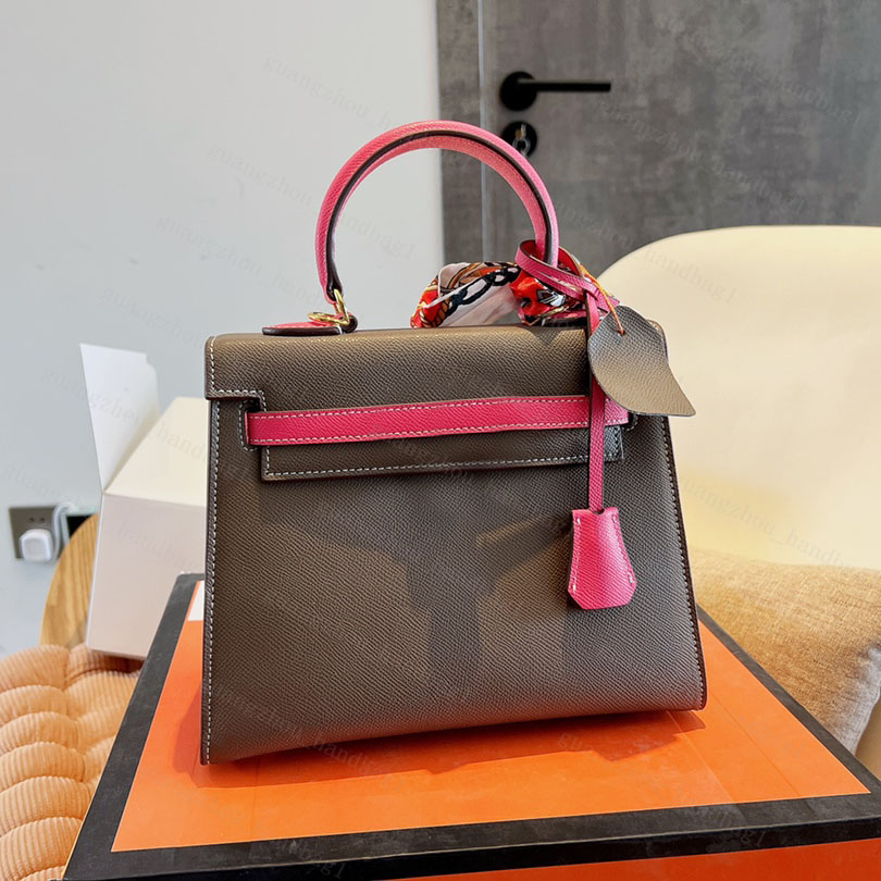 

Designer Bags Princess Woman Shoulder Bags Espom Handbags Lady Leather Totes Luxury Handbag kellys's Palm Print Purse kellies Birkin 22cm 25cm, Color 2