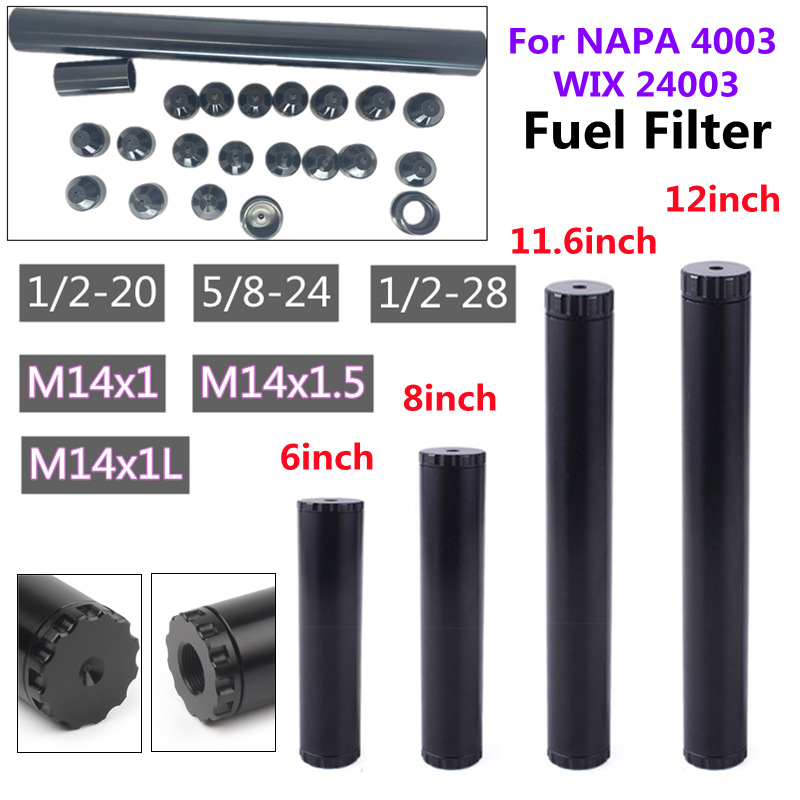 

19PCS 6" 8in 12inch 1/2-28 5/8-24 1/2-20 M14x1L M14x1.5 FUEL FILTERs NAPA 4003 WIX 24003 1/2''-28 Car Oil Filter Aluminum