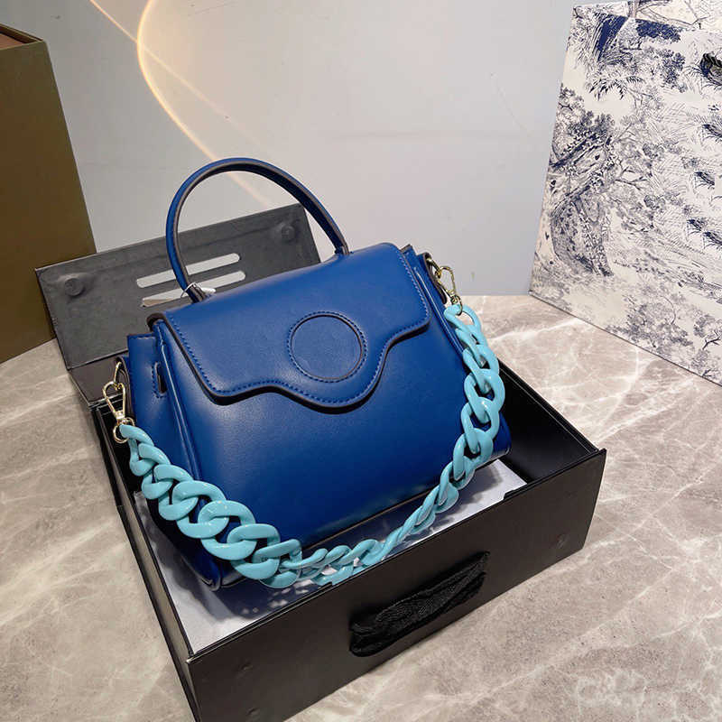 

Designer Women's Bags Star Style Vintage Handbag Armpit Crossbody Candy Color Leather One Shoulder Luxury Tote Wallet, Dark blue (glossy)blue chain