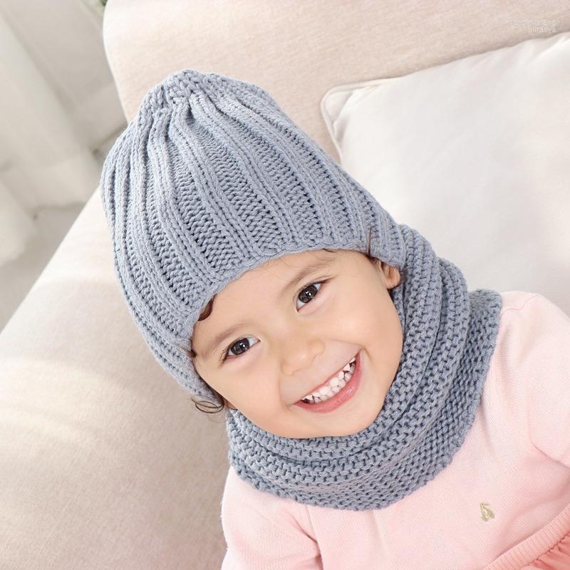 

Beanies Multicolor Baby Winter Hat Children's Scarf Keep Warm For Kids Two - Piece Set Of Solid Color Windproof