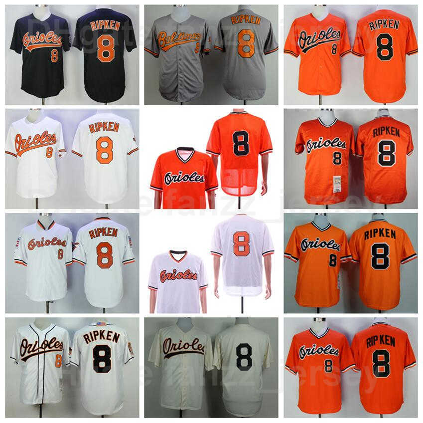 1954 1970 1982 1989 2001 Rétro Baseball 8 Cal Ripken Maillots Hommes Vintage Pull Équipe Orange Blanc Gris Noir Beige Cousu Flexbase Retire Coope