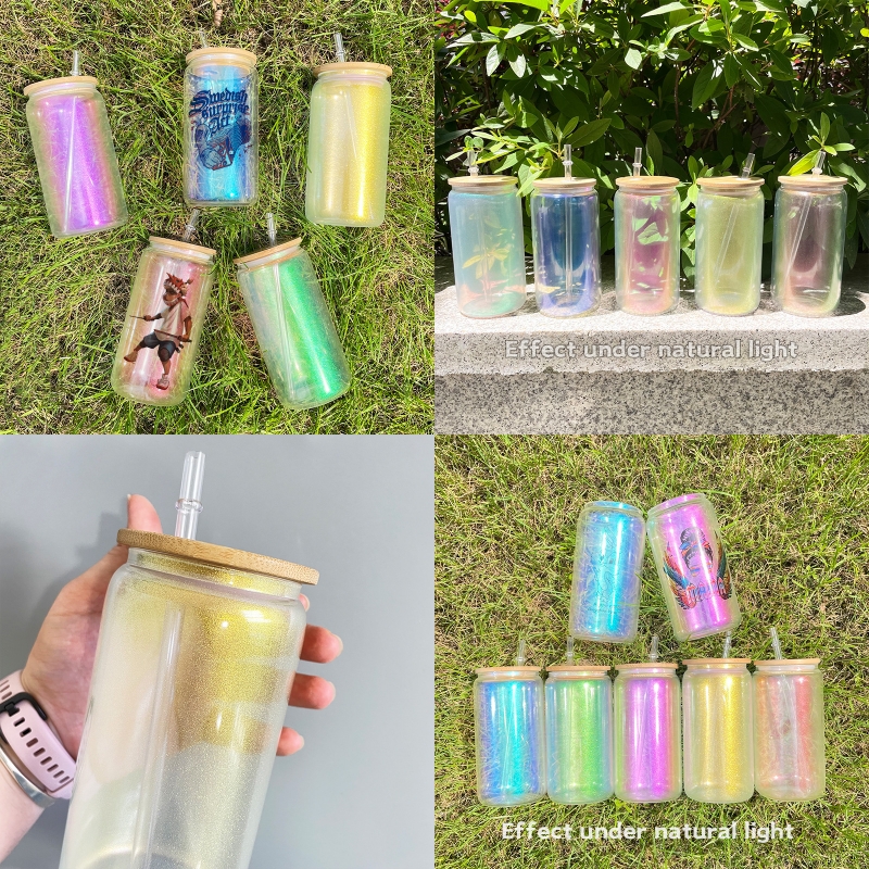 

Colorful Transparent Glass Tumblers Sublimation Blank With Bamboo Lid Straw Iced Coffee Mugs 16oz 20oz Frosted Glasses Water Beer Mugs 15hm T2, As show