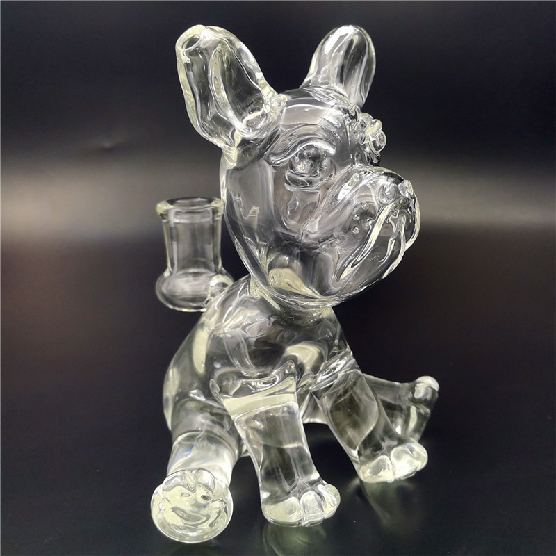 

Glass Water Bong Bull Terrier Shape 14.4MM Female Joint Hookah Bubbler Rig Pipe