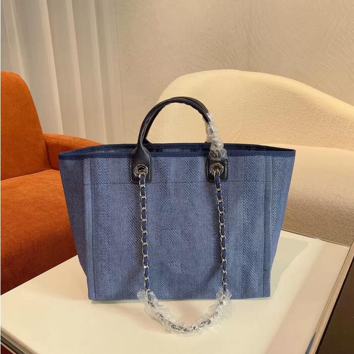 

The New fashion Classic Style Canvas Beach Shopping Bag Womens Luxury Designer Deauville Chain Totes Double Shoulder bags Large Capacity Fashion tote, Make up the difference