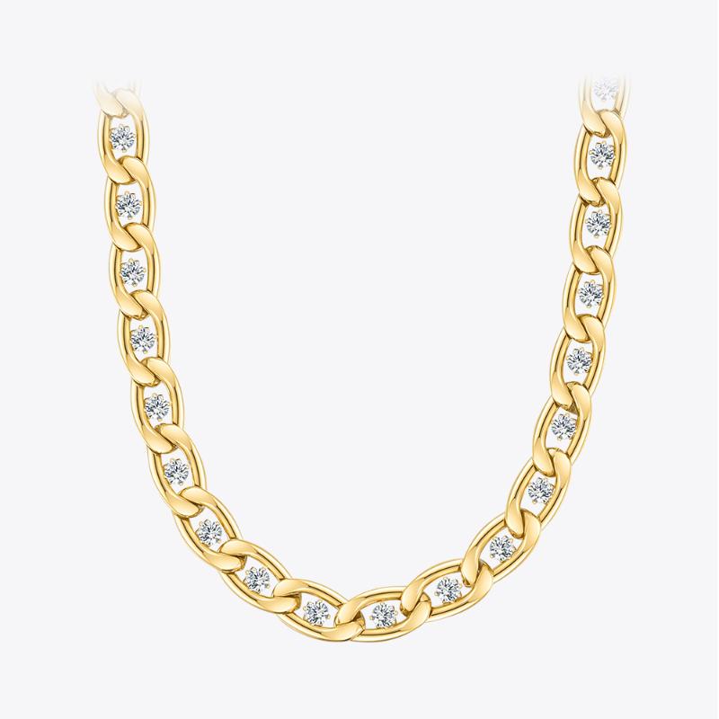 

Chains Luxurious Zircons Chain Necklace For Women Gold Color Necklaces Stainless Steel Collar Choker Fashion Jewelry P213192Chains