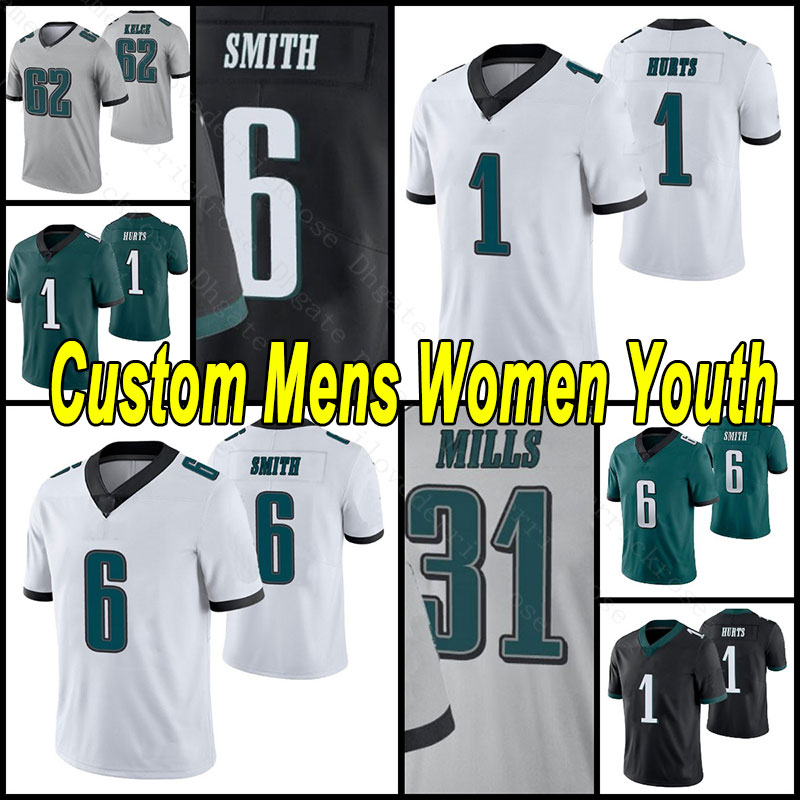 7 Michael Vick 11 AJ Brown 99 Davis 6 DeVonta Smith Custom Football Brian Dawkins Jerseys Jalen Hurts Darius Slay JR Miles Sanders 62 Jason Kelce Br