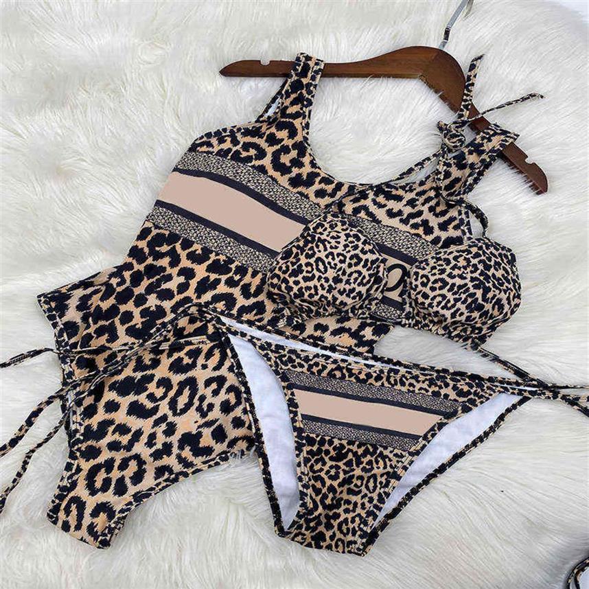 

Leopard Designer Bikinis Luxury Brand Triangle Bikini Set Push Up Swimsuit Women's Swimwear Summer Beach Bathing Suits Moniki266i