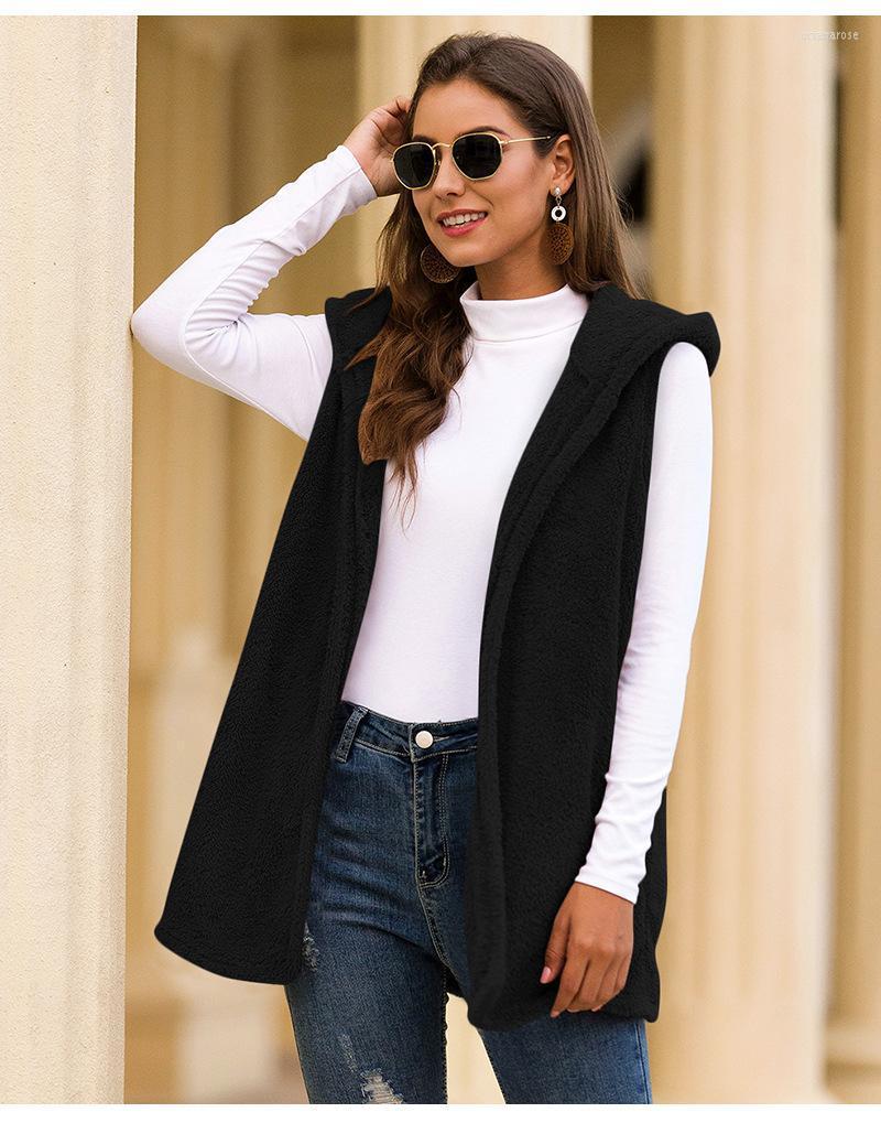 

Women' Vests Plus Size Women Solid Color Hooded Weskit Plush Jacket 2022 Autumn And Winter Fashion Casual Open Stitch Coat Luci22, B1596-gray