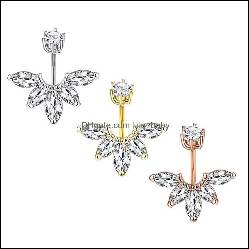 

Body Arts Tattoos Art Health Beauty Dangle Flower Piercing Jewelry Double-End Cz Belly Button Barbells Zircon Navel Ring Dhjfd