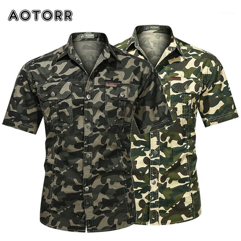 

Outdoor Mens Camouflage Shirts Tactical Combat Short-sleeve Tops Man Hiking Hunting Clothing Army Green Cotton Work 5XL Men's Casual, Mg1388ckhaki