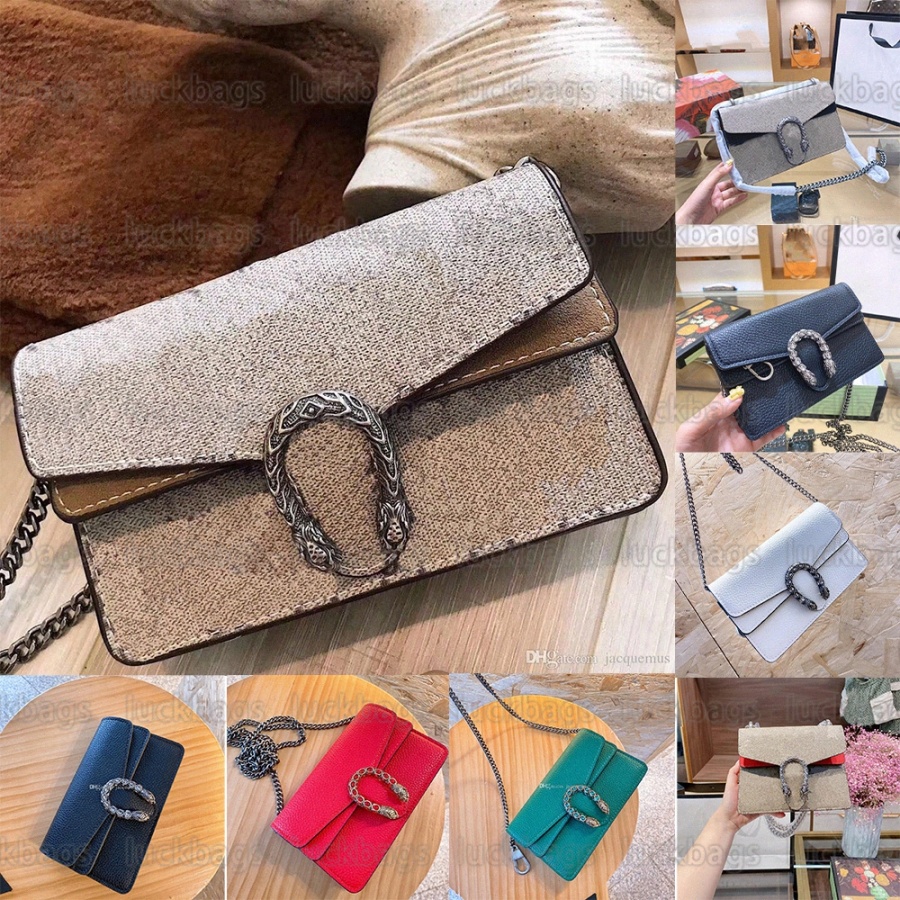 

2022 hot fashion leather snake mini chain bag womens designer cross body dionysus guccie vintage handbag tiger head guccy closure small purse wallet GG PM GM