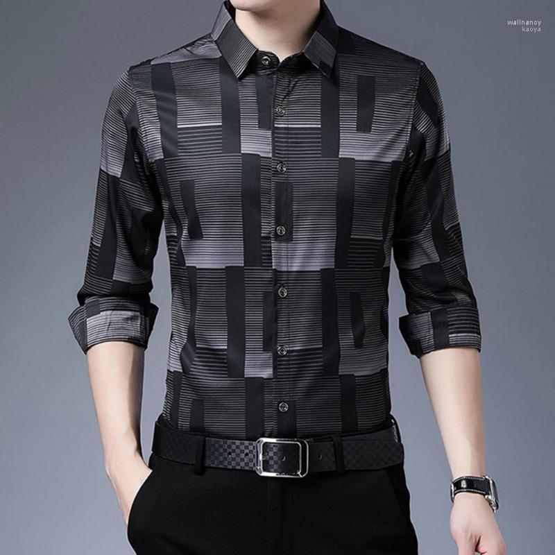 

Men's Dress Shirts All Match Fabulous Plaid Fit Print Men Top Quick Dry Shirt Buttons For Going Out Wall22, Red