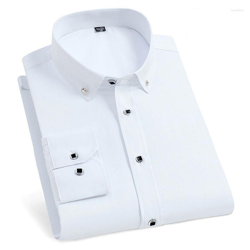 

Men's Dress Shirts Mens Long Sleeve Shirt Button-down Non-Iron Formal Regular Fit Social Smart Casual Solid Basic Business No PocketMen's Ve, White