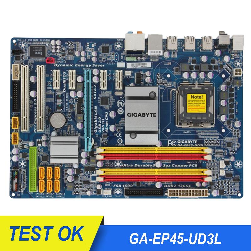 

Motherboards For GIGABYTE GA-EP45-UD3L Desktop Motherboard P45 Socket LGA 775 Core 2 Pentium D DDR2 ATX 16G Used P43-ES3G Mainboard