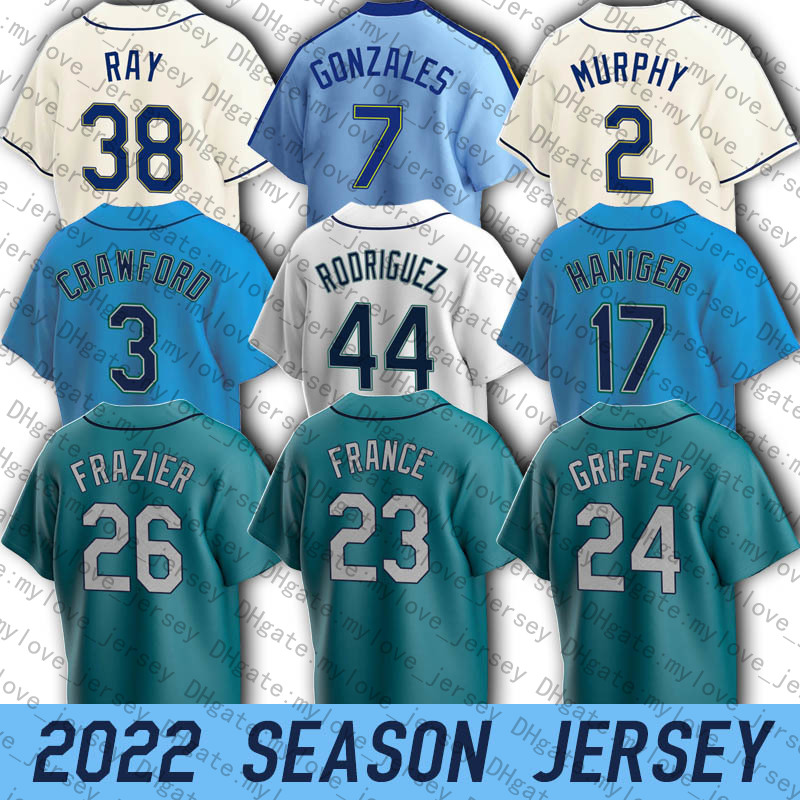 

Seattle Ken Griffey Jr Ty France Adam Frazier Jersey Baseball Julio Rodriguez Jesse Winker Robbie Ray Jerseys J.P. Crawford Tom Murphy Mitch Haniger Sergio Romo, Man custom jersey (ss)