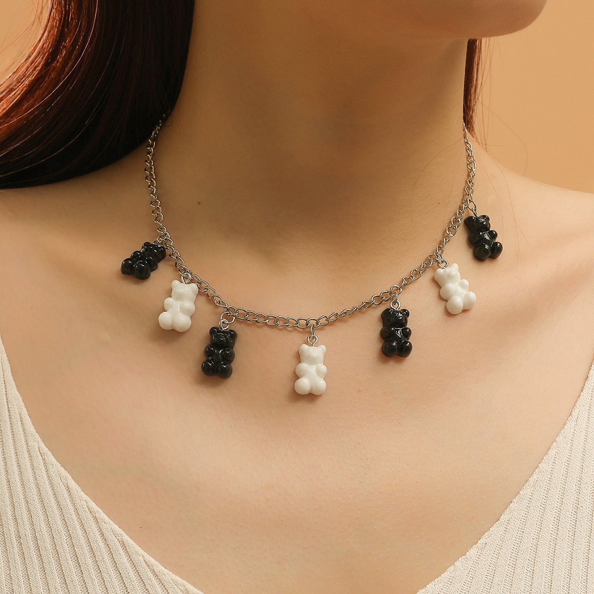 

Fashion creative candy gummy bear necklace jewelry cute hip hop cool girl fun jelly-colored pendant necklace
