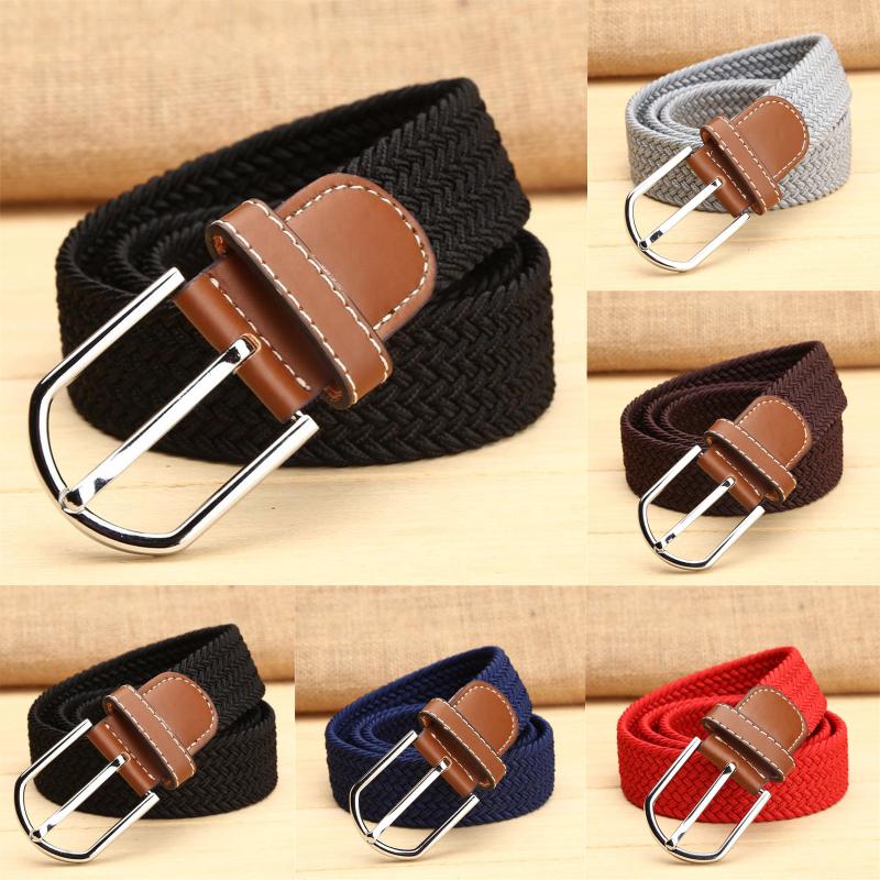 

Belts 2022 Fashion Men Women Waist Belt Narrow Stretch Dress Pants Buckle Canvas Waistband Casual Accessories, Black