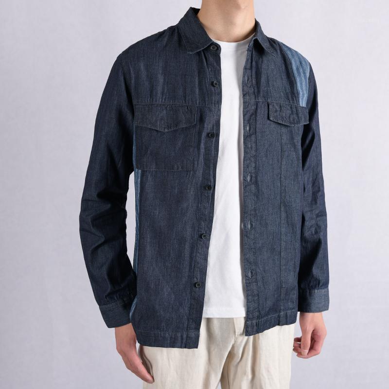 

Suehaiwe's Style Brand Italy Long Sleeve Pure Cotton Denim Shirt Men Fashion Solid Shirts For Comfortable Mens Men's Casual, Dark blue