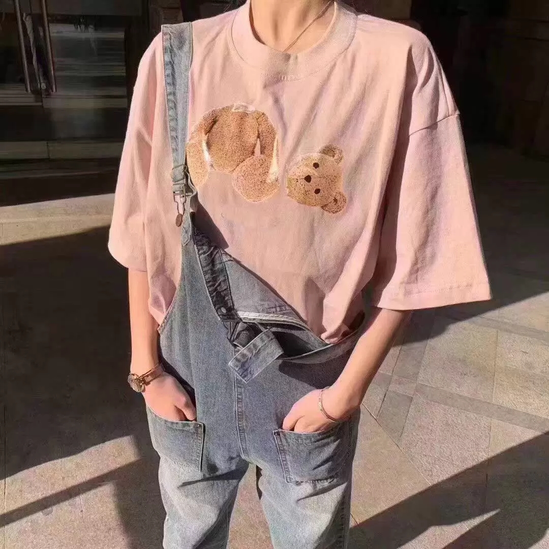 

Brans Men's T-Shirts Women Shirt Short Sleeve Casual Loose Clothes Running Sport Couple Tops Breathable Lover Tees Summer Shirt Little Bear, #a