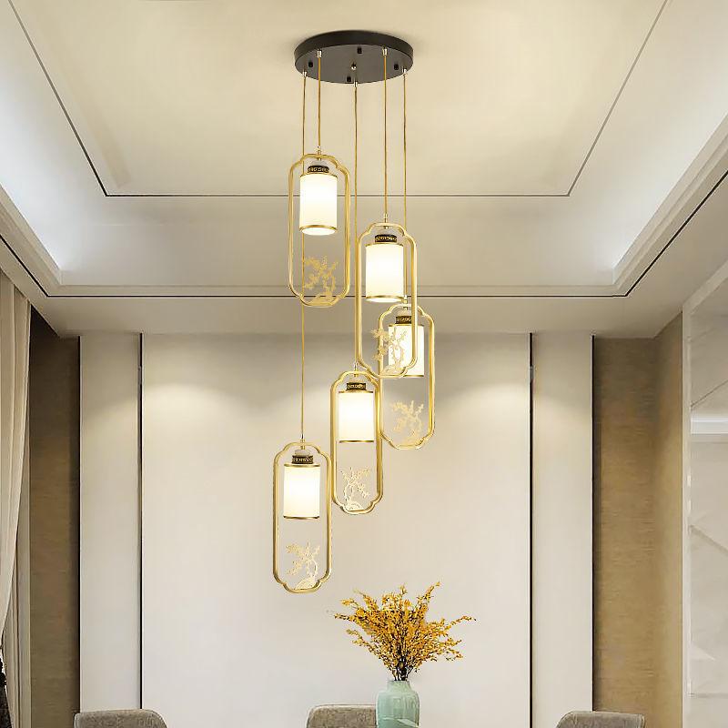 

Pendant Lamps Chinese Compound Staircase Chandelier Creative Villa Living Room Rotary Long
