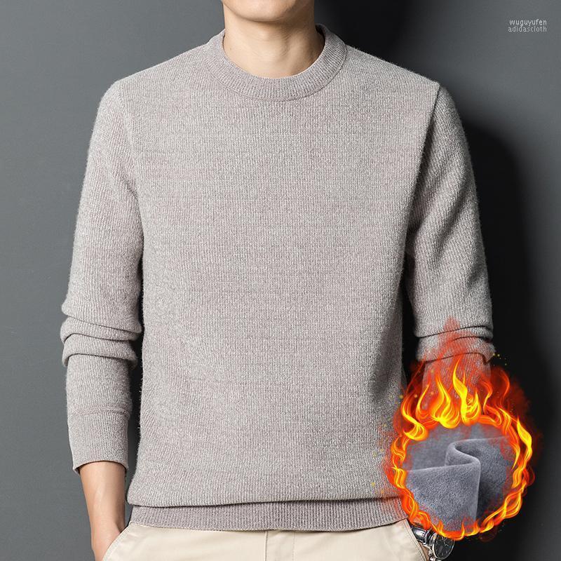 

Men's Sweaters Man Clothes Korean Fashion Winter Classic Wide Down Thickened Round Neck Warm Sweater Smart Casual, Black
