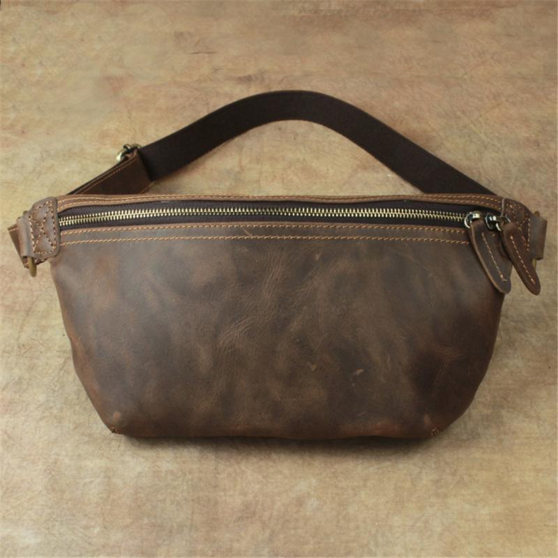 

Waist Bags Fanny Pack Men Bag Genuine Leather Phone Belt Pouch Travel Bum Hip Purse Case Chest Bagpack Male Messenger BauchtascheWaist, Black