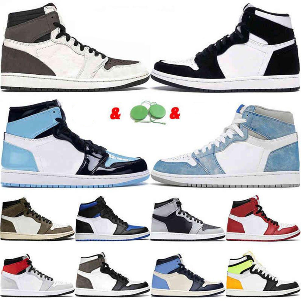 

2022 Jumpman 1 1s Arrival Basketball Shoes Hyper Royal Mens Womens Mid Obsidian Unc Chicago Trainers Sport Sneakers, C3 high obsidian unc