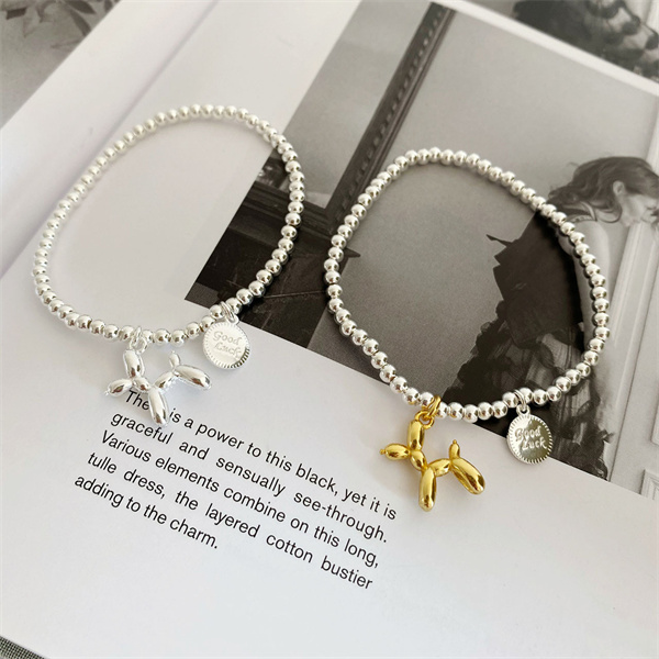 

Niche alphabet round beaded Charm Bracelets fashion creative cute dog pendant party jewelry couple gift AB874