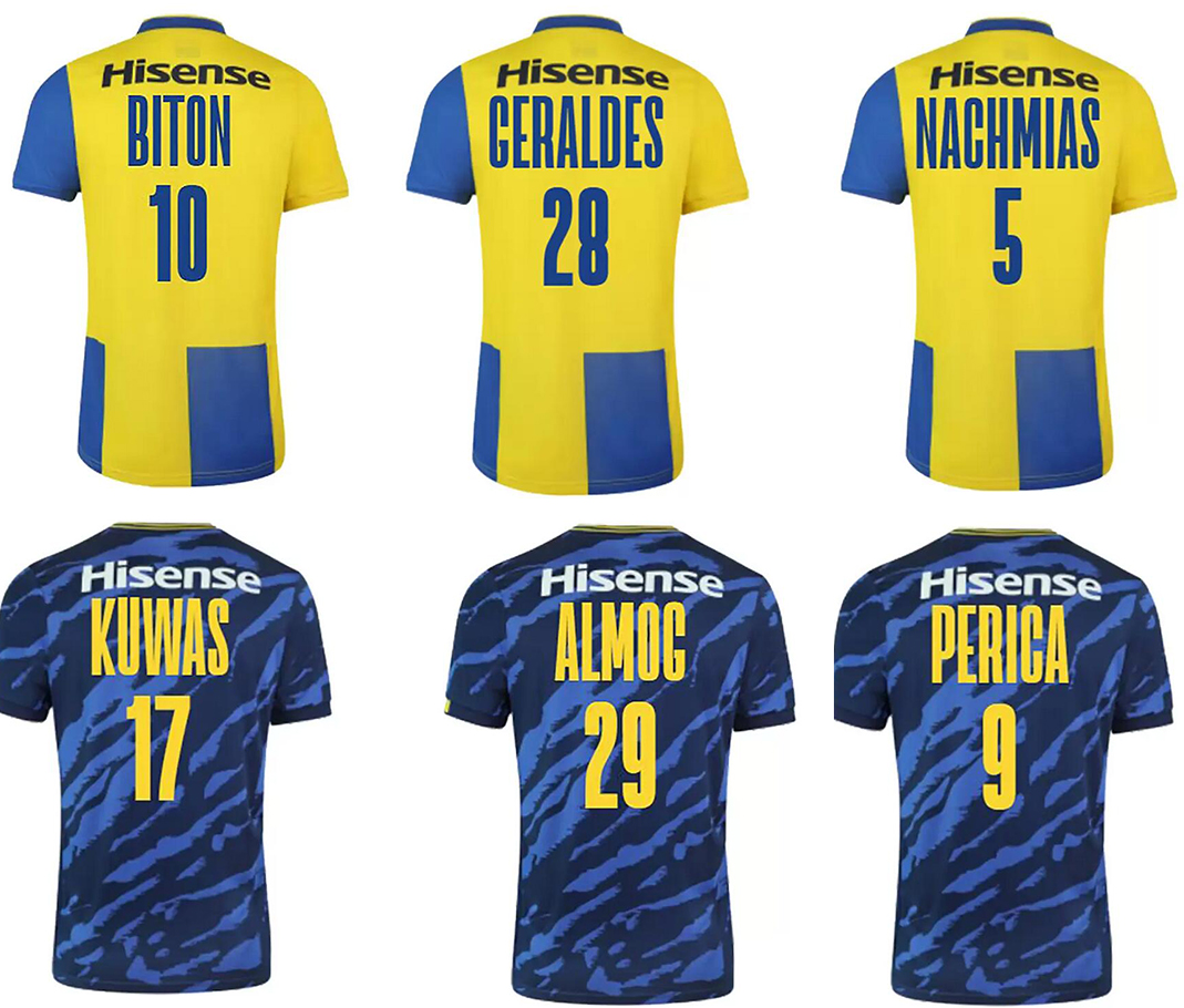 

22-23 Maccabi Tel Aviv Customized Thai Quality Soccer Jerseys yakuda FOOTBALL WEAR #5 NACHMIAS #9 PERICA #10 BITON #17 KUWAS #21 YEINI #28 GERALDES football wear, 22-23 away