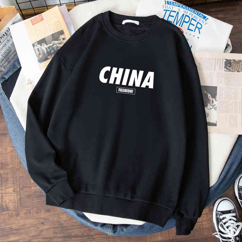 

Sweater Men's Fashion Long Sleeve Round Neck T-shirt Trend Versatile Loose New Boys' Spring and Autumn Clothes, Chinese thin (black)