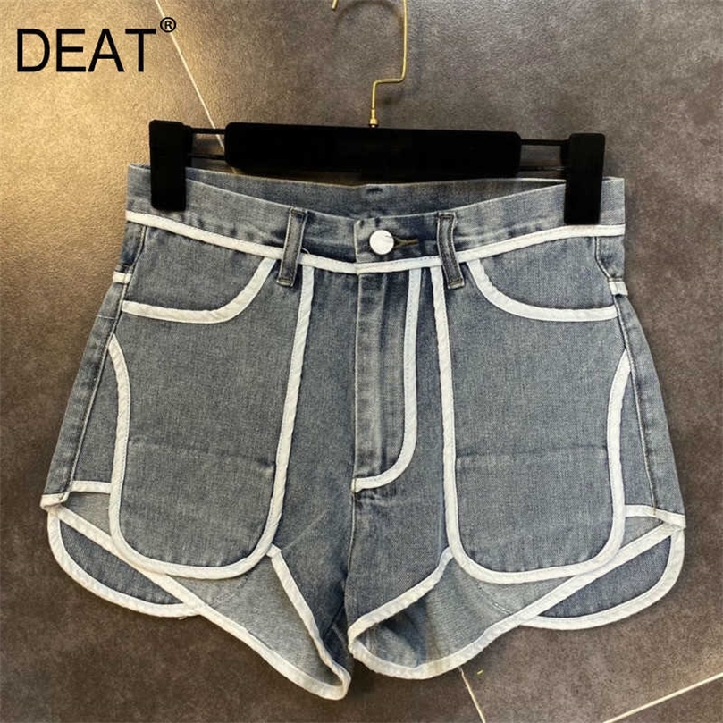 

DEAT Summer Streetwear High Waist Grey Loose Denim Shorts Women MJ168 210709, As photo