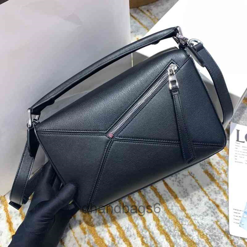 

Handbag Designer Bags 2022 Women Loews Puzzle Geometric Rhombic Bag Leather Cross Carry Women's 77RG, Black plain