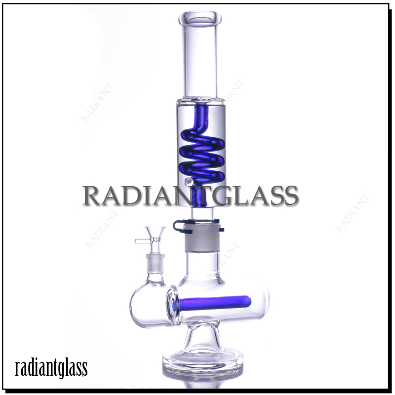 

17'' Tall Coil Freezable Bong Oil Dab Rigs Hookahs Inline Perc Glass Water Bongs 14mm Female Joint Hookahs With Bowl