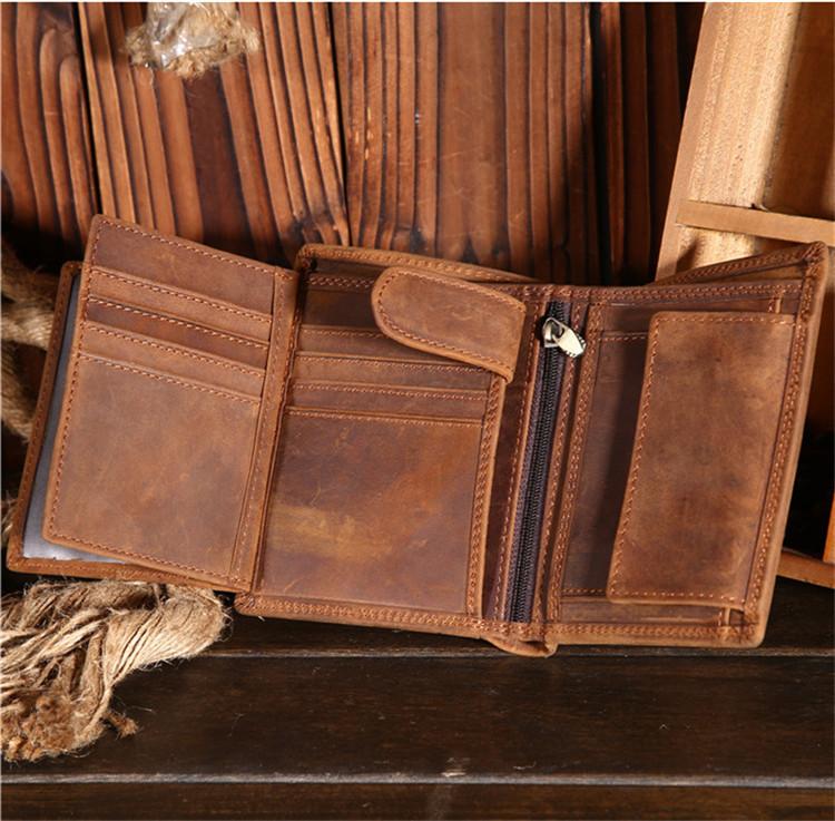 

Wallets Vintage Men's Wallet Genuine Leather Crazy Horse Large Capacity Vertical Multi Card Driver's License DriveWallets, Brown